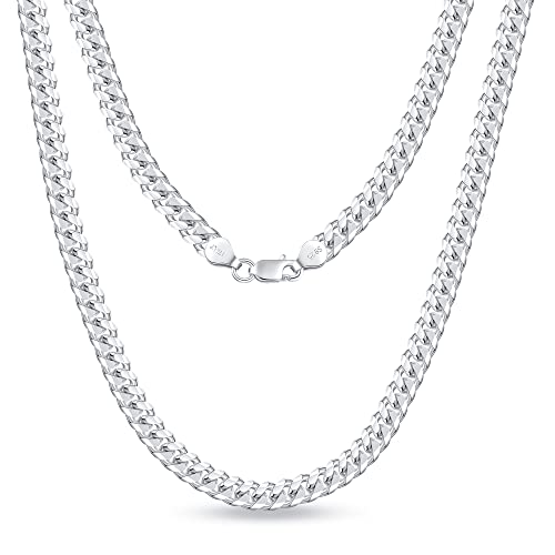 OCHCOH 925 Sterling Silver Clasp 3mm3.5mm4mm5mm7mm Cuban Link Chain Necklace for Men Diamond Cut Silver Chain Necklace for Women 16 18 20 22 24 26 28 30 Inch
