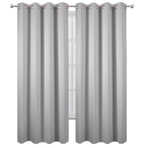 Image of LEMOMO Blackout Curtains 52 x 120 Inch Long Light Grey Curtains Set of 2 Panels Room Darkening Curtains for Bedroom and Living Room