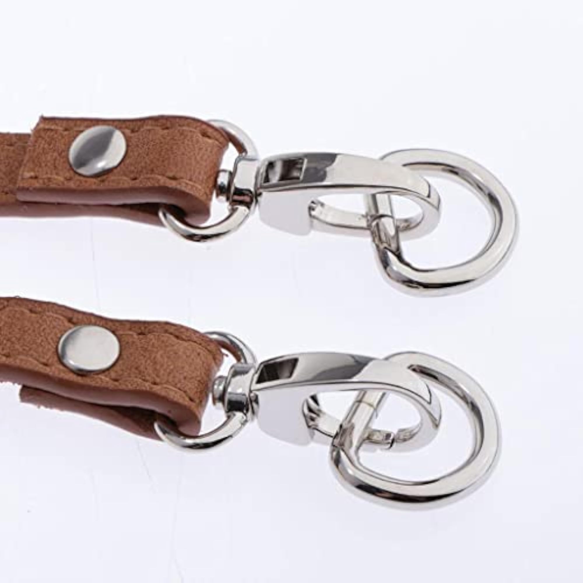 Adjustable Leather Bag Strap Replacement, Brown-Silver