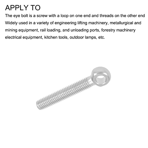 Image of METALLIXITY Shoulder Swing Lifting Bolt (M10x60mm) 2Pcs, 304 Stainless Steel Eye Bolts - for Home Renovation Fasteners, Silver