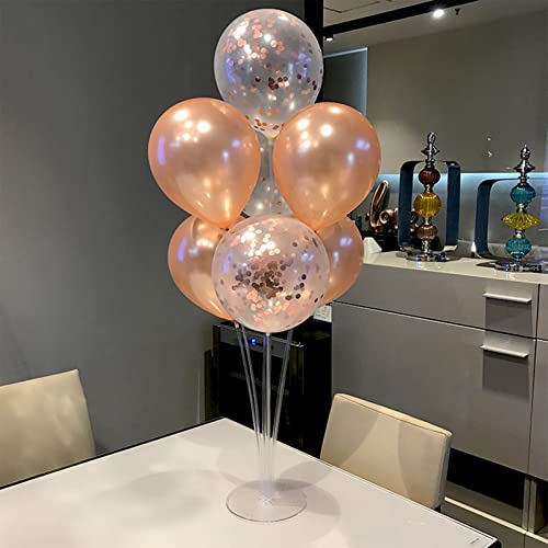 Image of ZJDHPTY 4Set Rose Gold Balloon Stand Table Centerpieces Party Decor | Birthday Graduation Baby Shower Bridal Shower Bachelorette Anniversary Wedding Retirement Decoration New Years Party Supplies