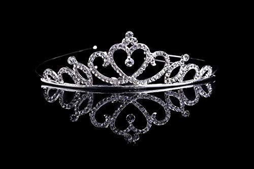 Girls Prinecess Rhinestone Crystal Tiara Crown For Wedding Birthday Party (Heart)-1Pack