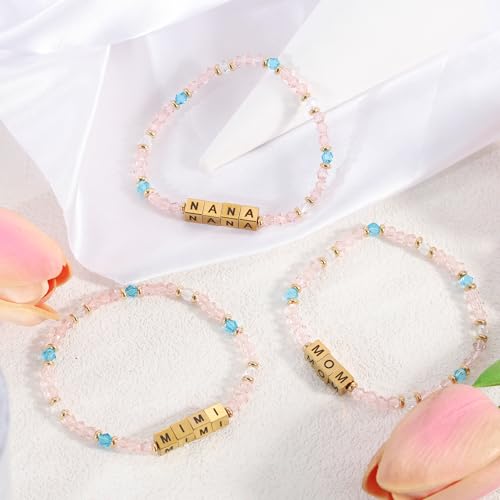Image of BAYLAY Inspirational Family Lettter Bead Bracelet For Women,Jewelry Gifts For Granddaughter /Daughter /Mom /Sister /Wife /Niece /Aunt /Friend /Nana /Gigi,Mothers Day,Birthday