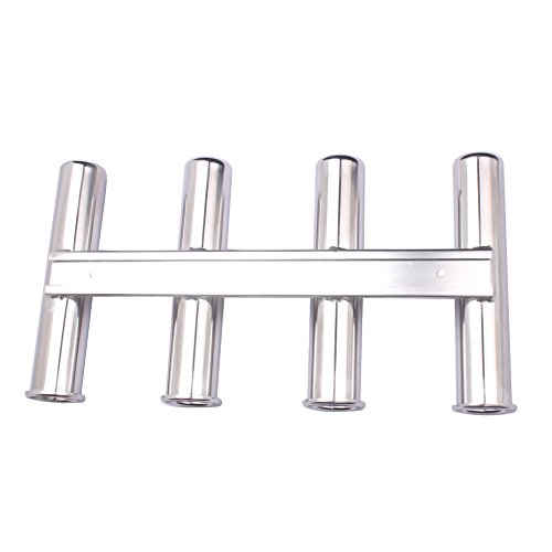 image for Hoffen Wall-Mounted 316 Stainless Steel Rod Holder 4 Tube Fishing Pod 