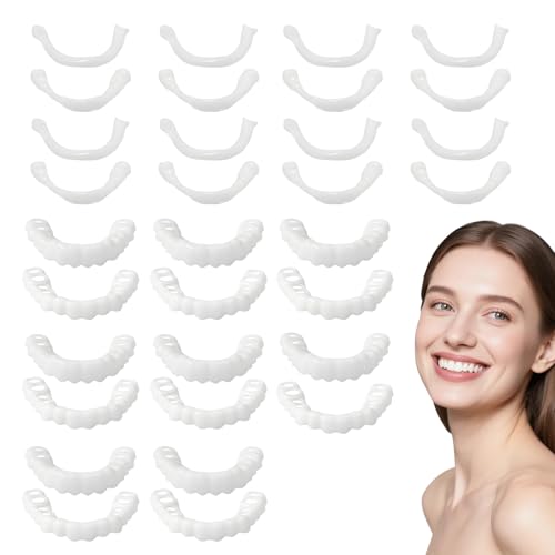 8 Paires Facette Dentaire a Poser Soi Meme Prothese Dentaire Amovible Fausse Naturel a Poser Dentier Provisoire pour Manger Dentier Amovible Haut Et Bas Couvre Artificielle Provisoire Adulte