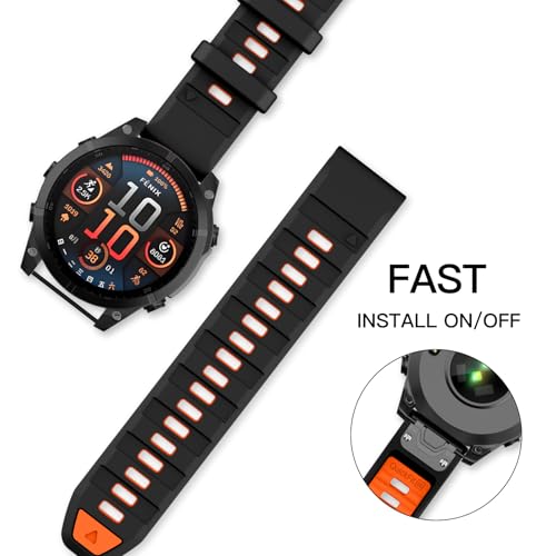 Image of OVERSTEP Compatible with Fenix 8 51mm Watch Bands, 26mm Soft Siliocne Strap for Garmin Fenix 5X /Fenix 5X Plus /Fenix 6X /Fenix 6X Pro /Fenix 7X /Fenix 7X Pro Smartwatch
