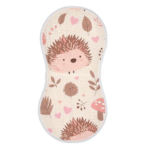 2 Pack Baby Burp Cloths, Soft Absorbent Burping Cloths for Babies, Cotton Milk Spit Up Rags, Large Size for Newborns, Baby Boys and Girls (Cute Hedgehog Pattern)