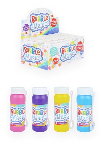 Henbrandt 2 x Childrens Bubble Tubs with Wands 50ml Bubble Magic Party Bubbles Kids Toys Summer Fun Outdoor Game Party Favour Loot Bag Fillers Summer Games for Girls and Boys
