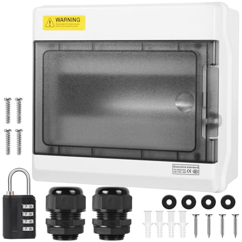 XINYIELE Outdoor Circuit Breaker Box,Power Distribution Box,Circuit Breaker Panels,Sub Panel Breaker Box, Electrical Panel Box with Clear Cover, Bus Bars and DIN Rail for Indoor and Outdoor(SH-9WAY)