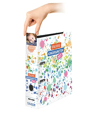 Original Falken Kindergarten-Ordner mit Einstecktasche. Made in Germany. 8 cm breit DIN A4 Motiv Kleckse, Ringordner Aktenordner Briefordner Büroordner Plastikordner