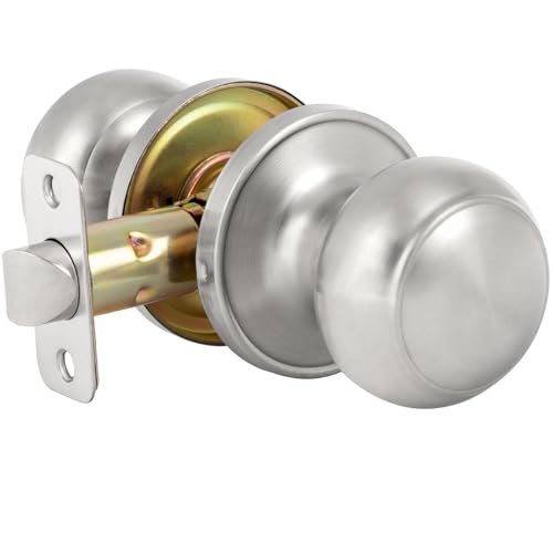 HOSOM Passage Door Knob, Satin Nickel Door Knobs Keyless Doorknobs for Interior Doors, Hallway, Closet and More, No Locking Door Handle, 1 Pack