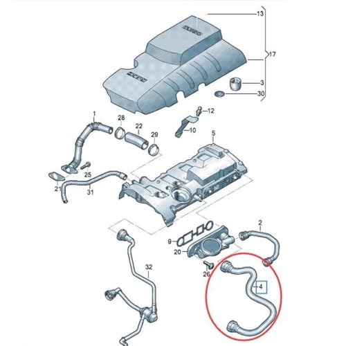 Manguera PCV ventilación cárter 06F103221E válvula de tubo para coche A3 S3 y A1 2013 5