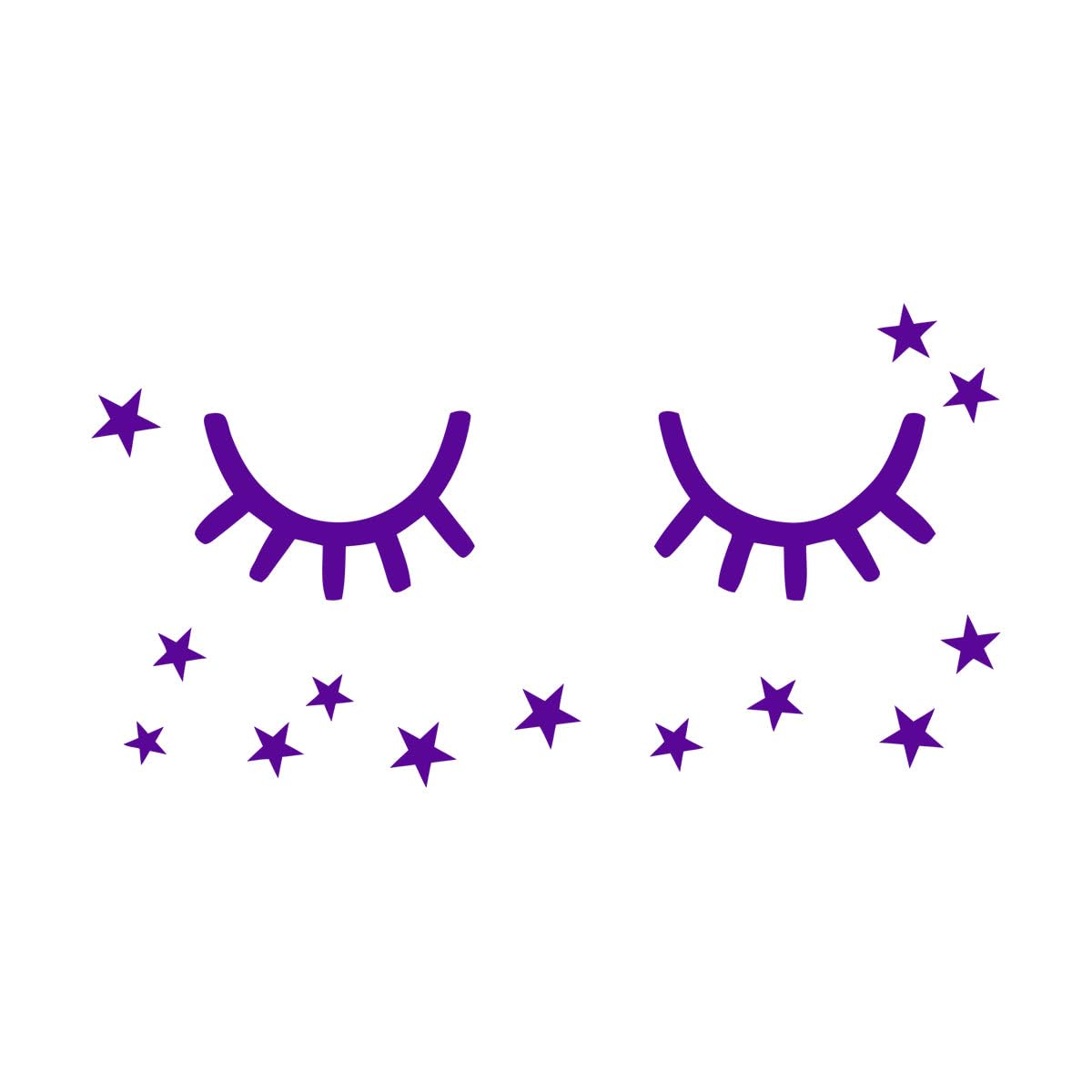 Cute Sleepy Eyes Wall Decal Kids Baby Room Décor Eyelash Vinyl Stickers Sleepy Eye with Stars Wall Murals Nursery Art Extra Large - 48x120cm — image 1