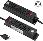 Barre de puissance avec USB Ports Bureau Montable Power Strip 2 Cordon longue extension de compteur pour table de chevet de comptoir