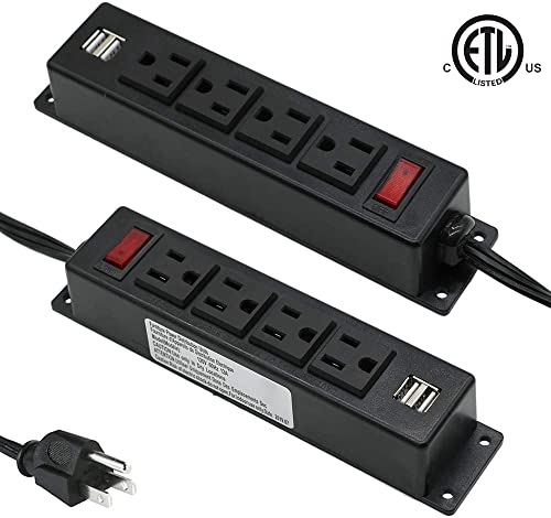 Multitoma Montable 4 LEAF U04 con 4 Enchufes y 2 Puertos USB, Cable de 2 m, Interruptor On/Off, Negro miniatura 4