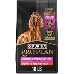 Purina Pro Plan Sensitive Skin & Stomach Dry Dog Food, Salmon, 16 lb Bag | Real Salmon & Rice Formula, with prebiotic fiber, easily digestible with omega-6 fatty acids for a healthy skin and coat