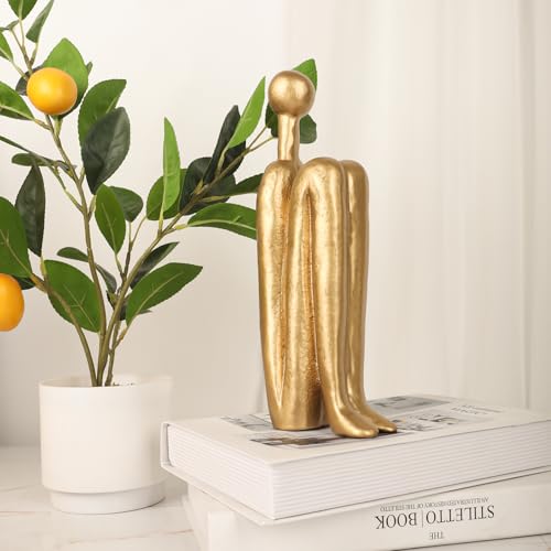 Thinker Cast Iron Bookends, Heavy-Duty Decorative Book End Stoppers for Shelves, Abstract Decor Aesthetic, Smooth Finish Book Holders for Office Decor, 1 Pair/2 Pieces, 9\"