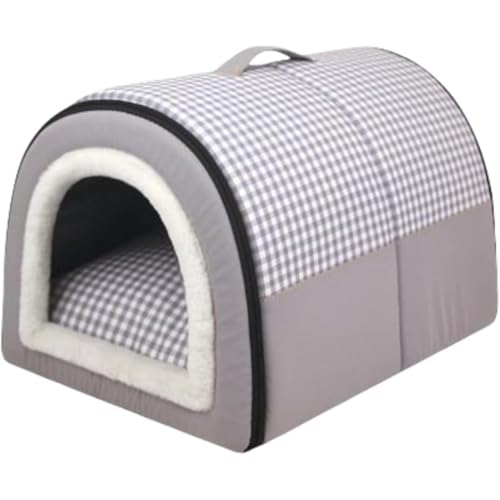 Medalboy ペットベッド ドーム型 ペットハウス 犬猫用 犬 ベッド ドーム 室内用 冬用 ふわふわ 洗える クッション付き 屋根付き 猫ハウス 犬 ハウス ペットベッド 犬用ベッド 犬小屋 オールシーズン ペット用品 (XL,ダークグレー)