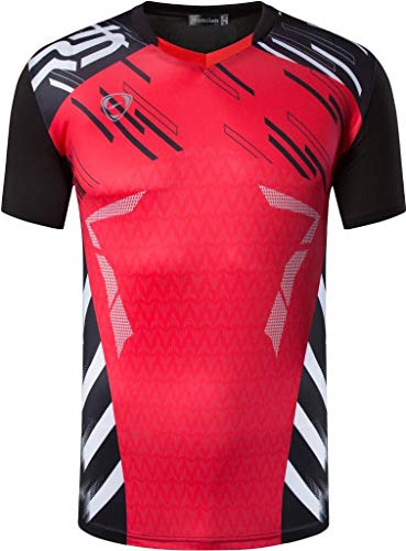 jeansian Hombre Sport Dry Fit Deportiva tee Shirt Tshirt T-Shirt Manga Corta Tenis Golf Bowling Camisetas LSL299 Red XXL Cover