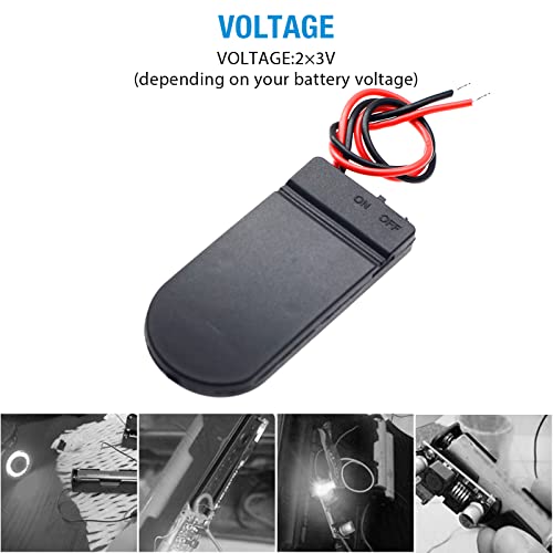 QTEATAK 6 Pcs 2 x 3V CR2032 Button Coin Cell Battery Holder with Leads On Off Switch - Thumbnail 4