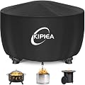 Kipiea Round Fire Pit Cover 100% Waterproof, 36" D x 20" H Outdoor Firepit Cover, Upgraded 600D Strong Tear and UV Resistant, Black