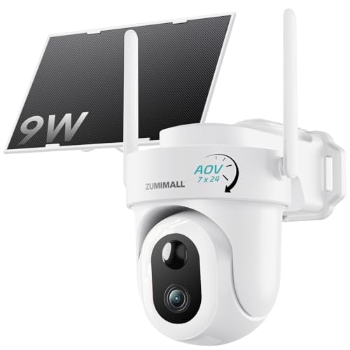 ZUMIMALL 9W Solar Security Cameras Wireless Outdoor, AOV...