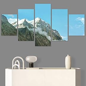 SIGNWIN 5 Panel Canvas Wall Art Mountainscape for...