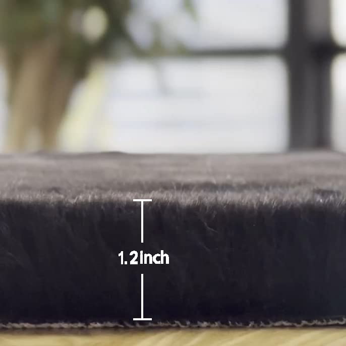 Fluffy Black Fuzzy Faux Rabbit Washable Shaggy Fur Rug for Living Room Bedroom Rugs Runners Rugs for Hallway 2x10 Nursery Rug