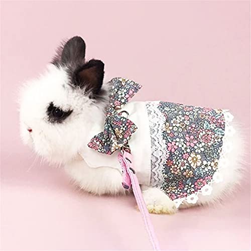 Animal Walking Pet Leash Bunny Chaleco Arnés y Correa Set Conejo Hurón Conejito Hamster Vestido Arnés Animal pequeño Ropa