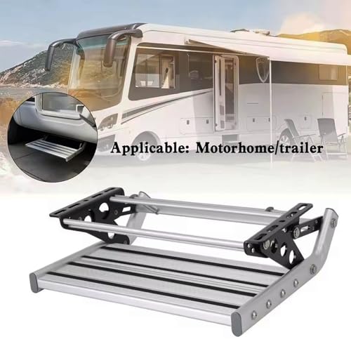Wohnmobiltrittstufen,manuell klappbares RV Step,einziehbares Aluminiumlegierung Wohnmobiltrittstufen,rutschfeste Oberfläche, superstarke Tragkraft von 200kg,geeignet für Wohnwagen,Wohnmobil,Reisemobil
