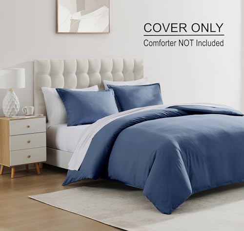 LANE LINEN Full Duvet Cover Set 3 Piece - Prewashed Soft Brushed Microfiber Bedding with Zipper - Includes Duvet Cover & 2 Shams - Estate Blue by LANE LINEN - Image 3
