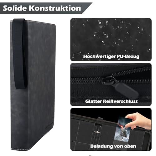 Trading Cards Binder 9 Pockets, 540 Cards Trading Cards Album, Portable Waterproof PU Card Holder - Image 4