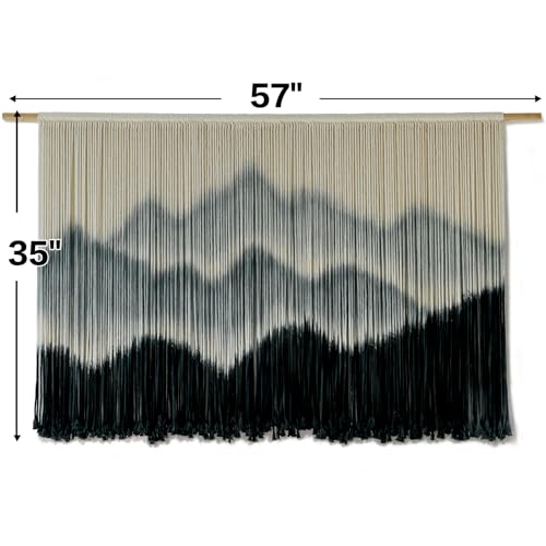 Image of IOWER Macrame Wall Hanging Mountain Dip-Dyed Macrame Wall Decor Large Modern Fiber Art Boho Wall Decor 57 inch Wx35 L