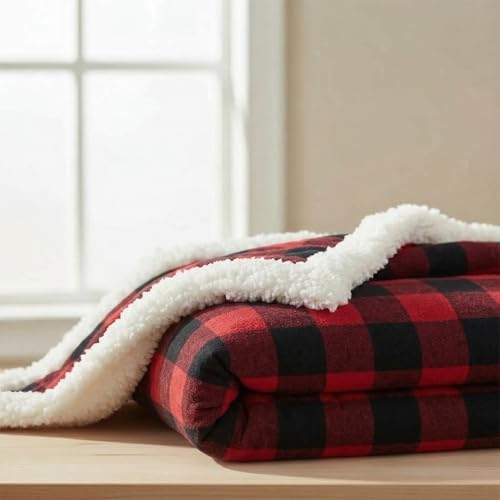 Image of Eddie Bauer - Sherpa Throw Blanket for Couch 50x60 - Ultra Soft Reversible Fleece & Plush Sherpa Blanket, Warm Cozy Plaid Throw Blanket for Sofa, Bed, Living Room, Cabin Decor