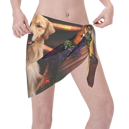 Pet Golden Dog Women,Shortsarongs, Beach Wrap,Suitable Foron Cruiseships,Beaches,Lakes,Vacationsideal Choice #TOP2