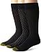 Gold Toe Men's Fashion 3 Pack L Crew Extended Sock, Black, Shoe Size 12-16