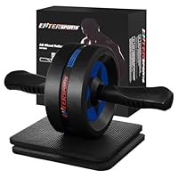 EnterSports Bauchroller, Bauchmuskeltrainer, Bauchmuskelroller mit Zwei Kniematte, Bauchrad Für Bauchmuskeltraining, Bauchtrainer für Zuhause, Geeignet für Anfänger, Fortgeschrittene und Profis