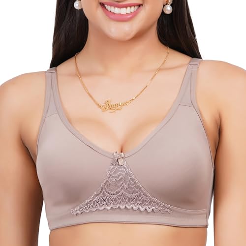 Image of Non Padded Bra in B, C and D Cup for Women - Made of Pure Cotton Full Coverage Over Size Non Wired Pushup Soft Cup for T-Shirt Saree Dress Sports Garment for Daily Use Everyday