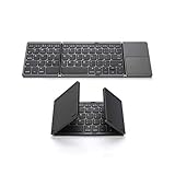 Homesen Teclado sem fio BT teclado dobrável portátil ultra fino teclado BT com touchpad para Windows/Android/iOS Cinza