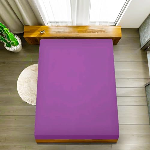 Ev Dekor Fitted Sheet King, Lilac, Deep Pocket Bedsheet 10inch (25 cm), Soft Brushed Microfiber Fabric - Image 3