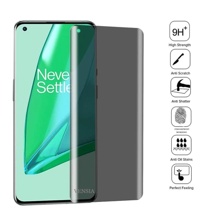 Image of Privacy UV Tempered Glass Screen Protector for OnePlus 10 Pro (6.7 Inch) - Anti-Spy, 9H Hardness, Scratch-Resistant, 100% Fingerprint Working, Easy Installation
