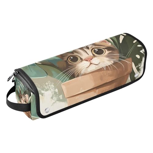 Organizador para herramientas de cabello 2 en 1 con tapete resistente al calor, portátil para plancha, rizador, secador - diseño de gato y hojas