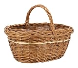 AUBRY GASPARD - Panier à Provisions Osier Lucette - Ovale Bicolore Beige et Caramel - Reb...