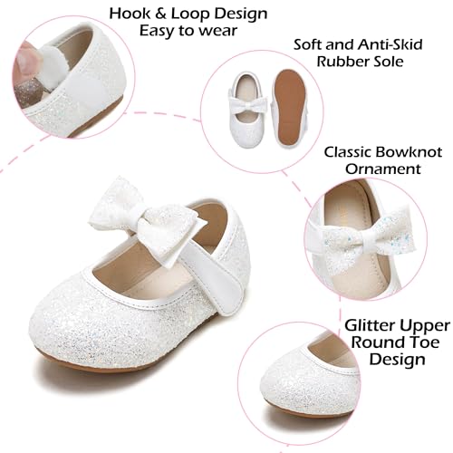 Image of PHIRAMIN Toddler Flower Girl Dress Shoes - Little Girl Mary Janes Flats Wedding
