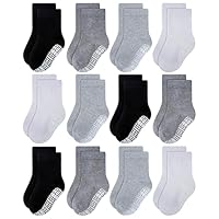 RATIVE Non Skid Anti Slip Crew Socks With Grips for Baby Infant Toddlers Kids Boys