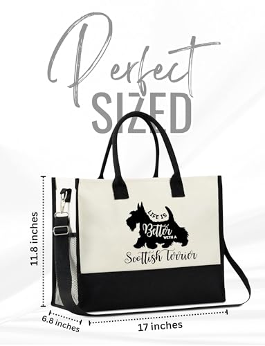 Bolso Tote Scottish Terrier con cierre y correa hombro miniatura 4