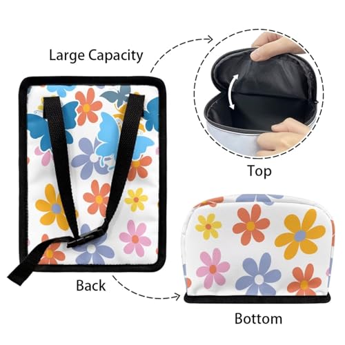 Image of Cute Hippie Flower Car Trash Can Bin Hanging Waterproof Automotive Garbage Cans Large Capacity Waste Basket Automotive Interior Organizer Accessory for Women