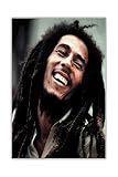 Tamaño: A3 = 42 x 29,7 cm Póster de Bob Marley sonriente para pared, diseño de estrella musical, tamaño A3 (42 cm x 29,7 cm)