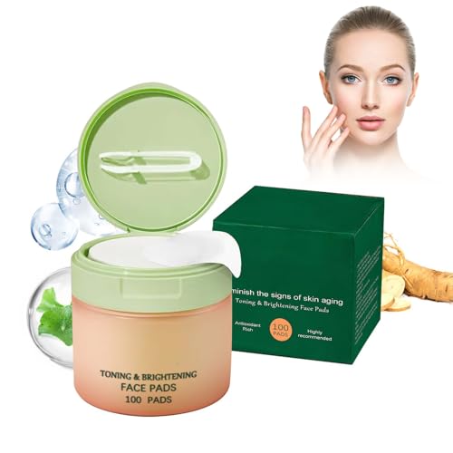 Toning Brightening Face Pads, Toner-Pad 100 Hojas de Toner Humectante Almohadillas con Centella Asiática para una hidratación intensa y calmante, incluye pinzas, para todo tipo de pieles, veganas y