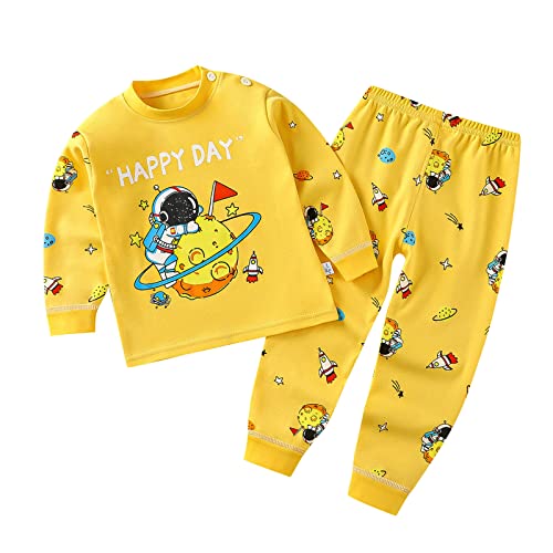Elastic Cotton Top Pants Set For Kids Baby Girls Boys Funny Print Long Sleeve Warm Comfy 𝗣a𝗷amas Set Fall Winter
